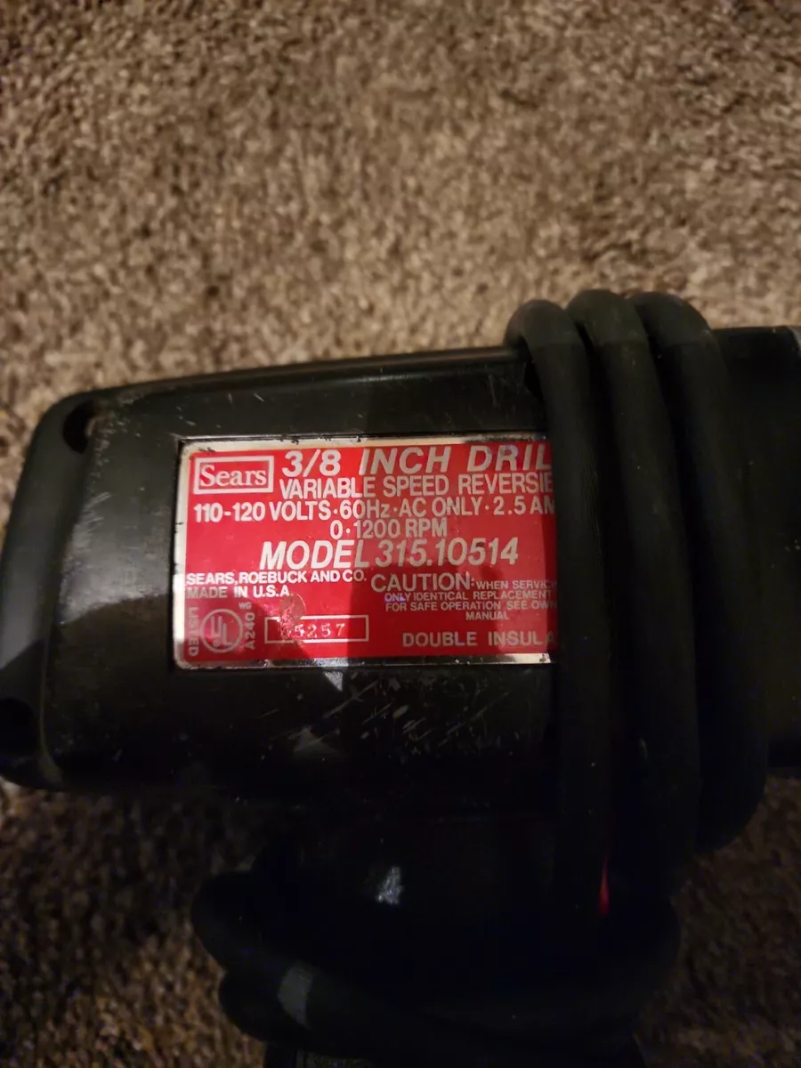 SEARS Craftsman VINTAGE 3/8 Inch Variable Speed Drill 315.10514 | eBay