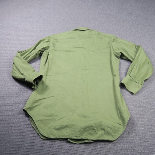 1983s Vintage Mens Military Buttons Up Shirt Small Green Collared Army Casual - Picture 8 of 8