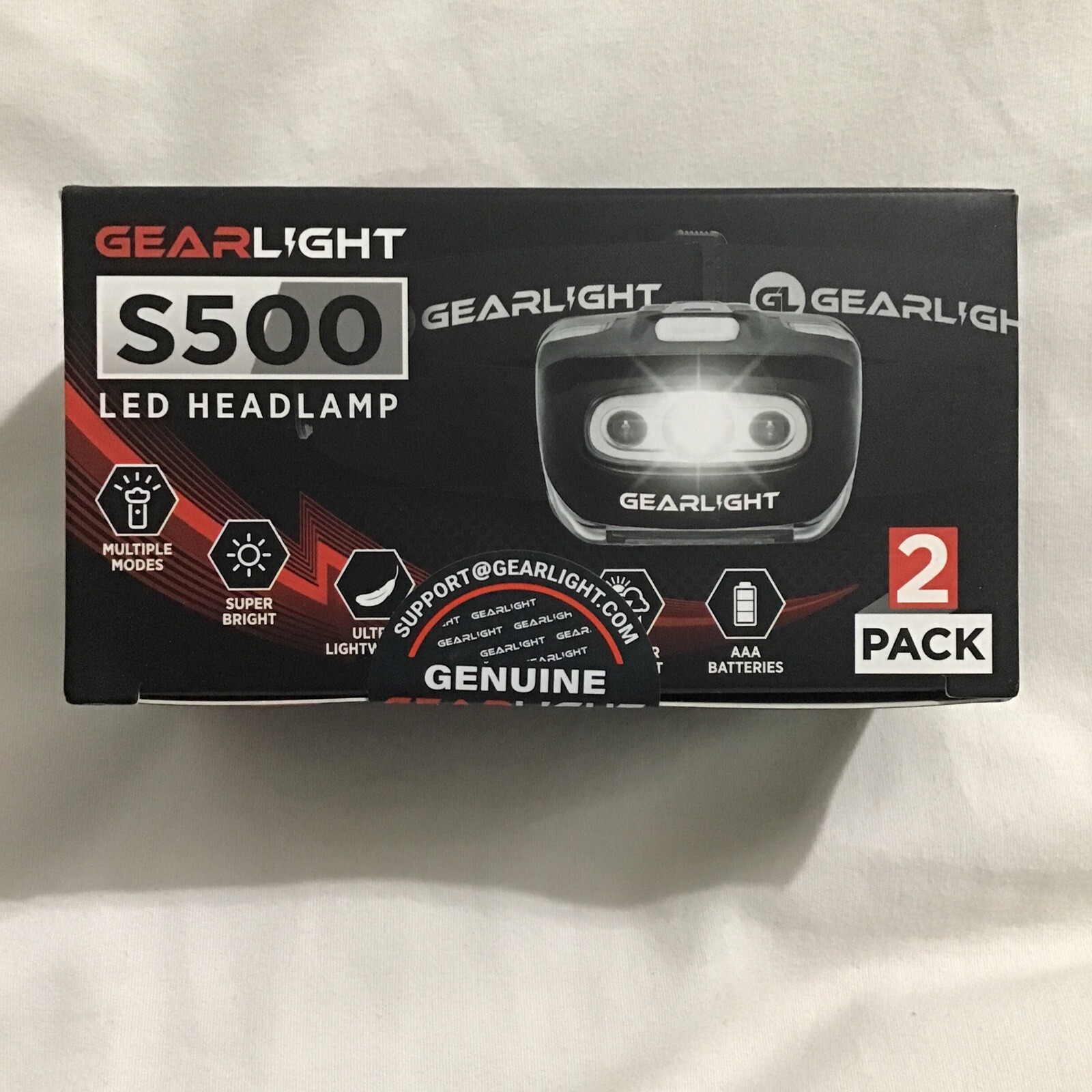 GearLight S500 LED Headlamps With Adjustable Headband - 2 Pack - Brand New