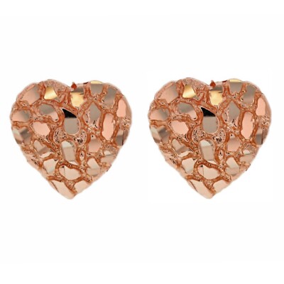 Solid Rose Gold 925 Sterling Silver Women's Nugget Heart Shape