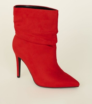 wide fit red boots