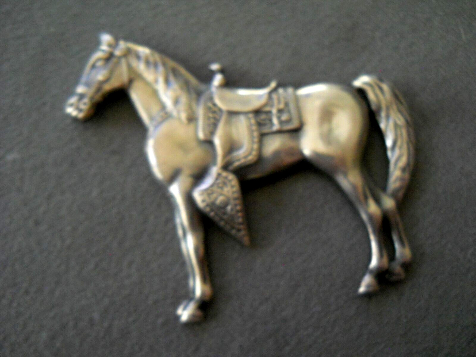 Beautifully Crafted Southwestern Style Sterlin Silver Intricate Horse Brooch Pin