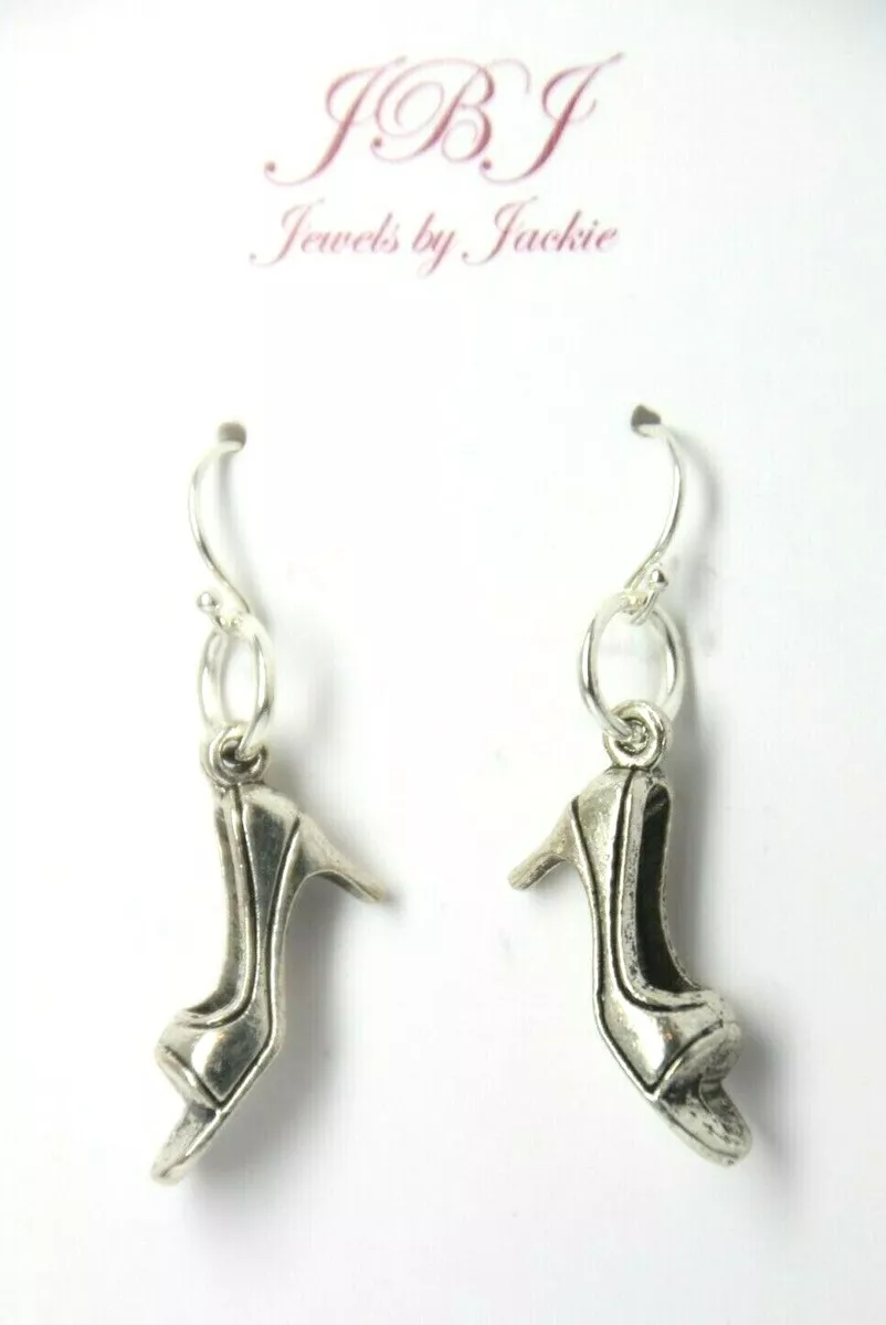 Shoe Earrings Model Pumps High Heels .925 sterling silver hooks pewter charms