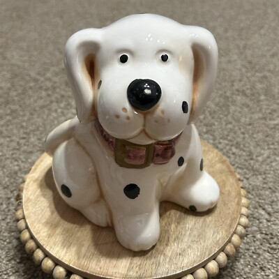 Vintage GiftCraft Dalmation Spotted Dog Coin Bank Ceramic