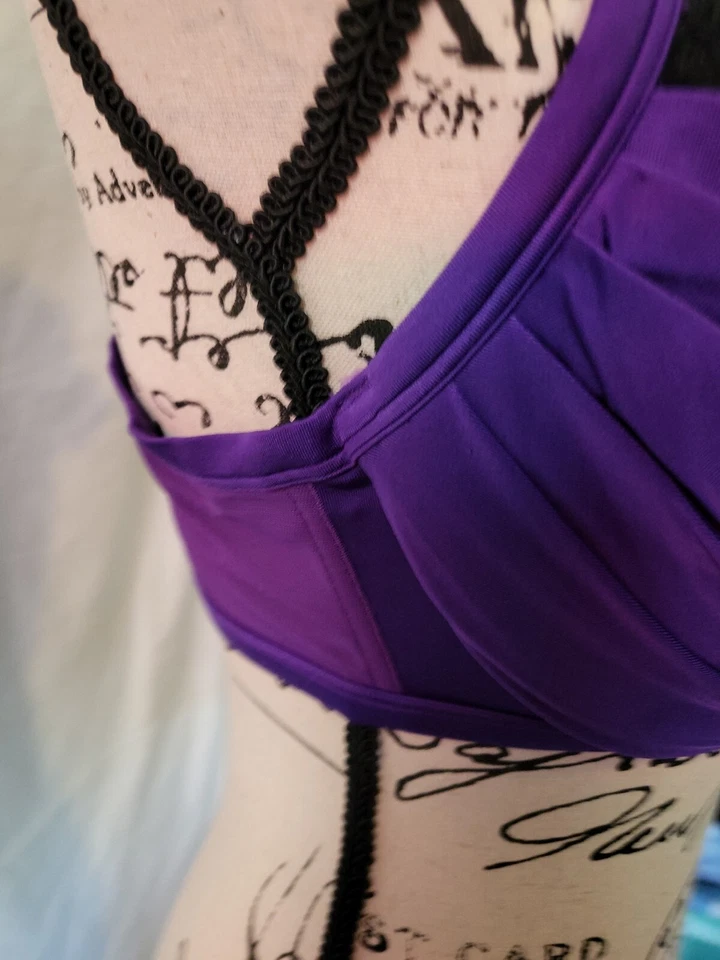 Lane Bryant Cacique Flaunt Purple pleat w/blk Lace 38D - Image 2 of 4