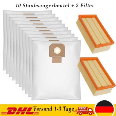10 Staubsaugerbeutel mit 2 Filter für BOSCH GAS 35 L M SFC+ AFC Serie 2607432037