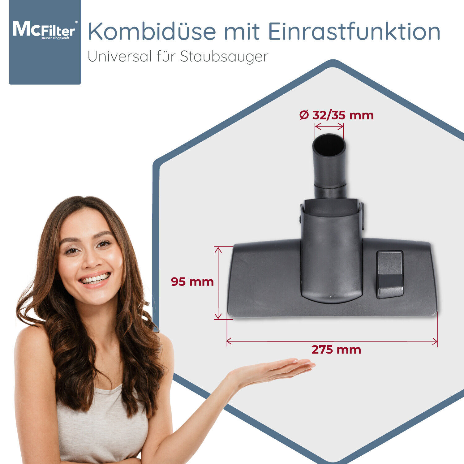 Vhbw Bürstendüse Für Kärcher Staubsauger – 35 Mm Anschluss, 15 Cm Breit, Für Glatte Böden