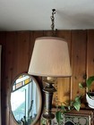 MCM Swag Lamp Vintage Hanging Light Pendant Wooden Brass Spindle — photo 1