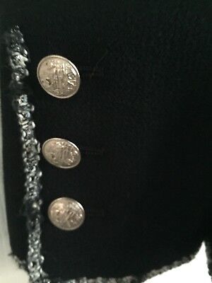 CHANEL 05C VINTAGE NEW BLACK JACKET COAT TWEED BRAIDED TRIM CHANEL 05C VINTAGE NEW BLACK JACKET COAT TWEED BRAIDED TRIM