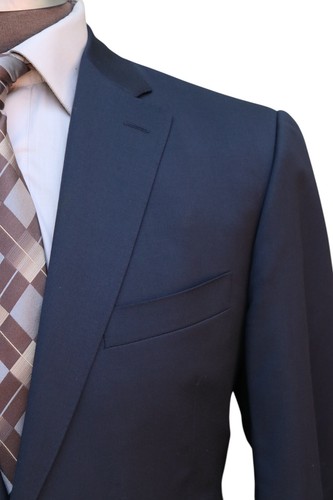 Canali 1934 Recent Solid Blue Wool Two Button Suit Front Flat Hemmed SZ 46R - Picture 5 of 11