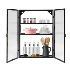 Wall Cabinet w/Glass Doors Wall Mounted Storage Cabinet w/Detachable Shelf