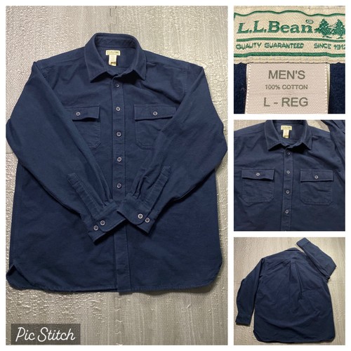 Chemise Vintage L.L. Bean De 1985 Pour Homme, Taille L, Bleue, état Très Bon