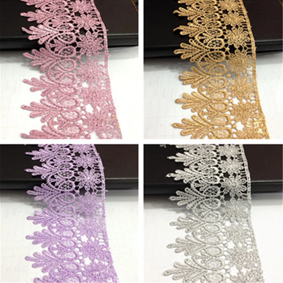 1 Yd Polyester Spitzenborte Band Häkeln besatz für Hochzeit Kleid Nähen Handwerk - Bild 1 von 3