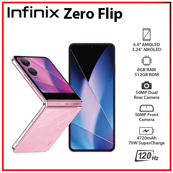 Infinix Zero Flip 5G PINK 8GB+512GB Dual SIM Unlocked Android Cell