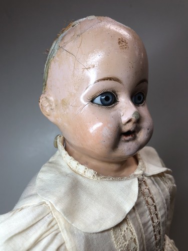 16” Antique Papier-mâché Blue Glass Eyes New Body Doll Unbranded #Sf - Picture 12 of 12