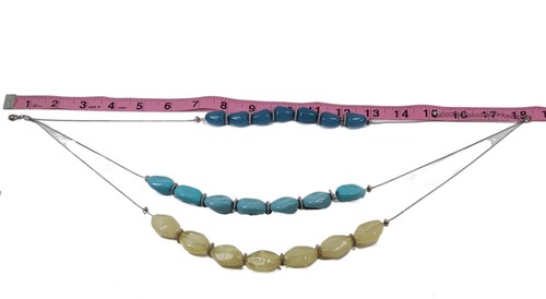 Gelb, blau, türkis und silberfarben Grob Perlen Multi Kette Statement Halskette - Bild 6 von 8