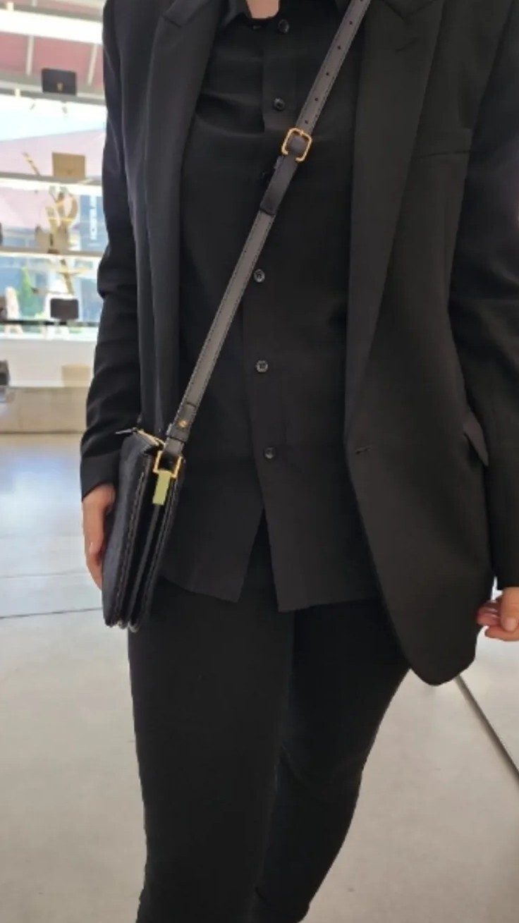 Borsa a tracolla Saint Laurent nera King Palm scamosciata monogramma 585541