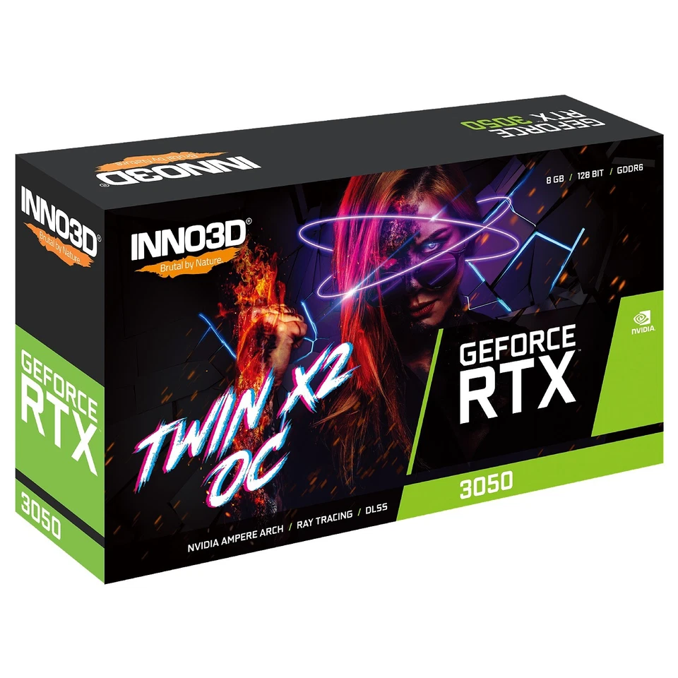 Inno3D RTX 3050 TWIN X2 OC 8GB N30502-08D6X-1711VA41 GDDR6 PCI-E 4.0 x16 128bit - Image 2 of 3
