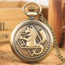 Vintage Pocket Watch Arabic Number Dial Alchemist Quartz Watches with Chain Gift