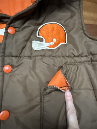 Vintage Cleveland Browns Puffer Vest Mens Medium Snap Stahl-Urban NFL Football - Picture 5 of 14