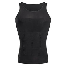 Men's Body Shaper T-Shirt Compression Tank Top Toning Slimming Undershirt Large