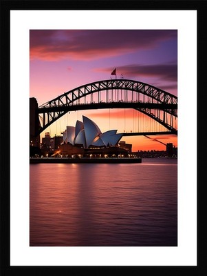 Moody Sydney Hafen gerahmtes Wandbild Poster Leinwanddruck Bild