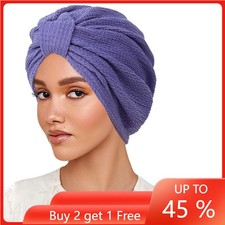 Pleated Turban Hijab Women Muslim Hair Loss Chemo Cap Head Wrap Bonnet Elegant