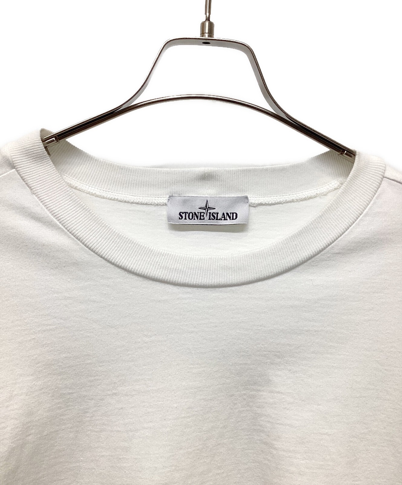 STONE ISLAND/ Logo Patch Garment Dye Sweatshirt Long Sleeve T-Shirt White Size: thumbnail 4