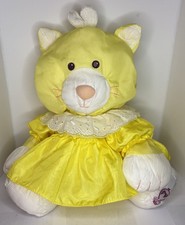 Fisher Price 1986 Puffalumps Yellow Plush Cat Vintage 80  s