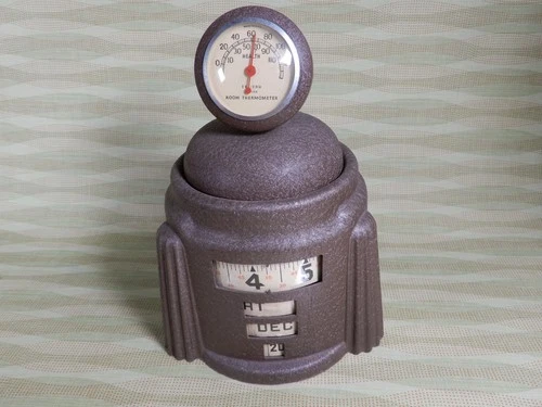 Westclox Kal Klok Crackle Paint Beautiful Condition Thermometer Top! Working