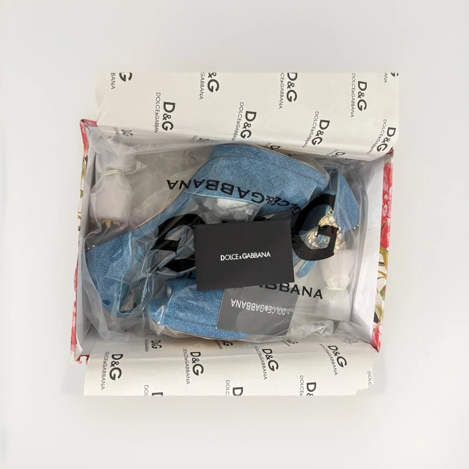 Dolce & Gabbana Blue Heel Sandal Ankle Strap Womens Size 41 US 10 Heels - Image 4 of 4