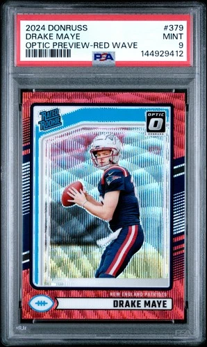 2024 PANINI DONRUSS OPTIC PREVIEW-RED WAVE #379 DRAKE MAYE ROOKIE RC PSA 9