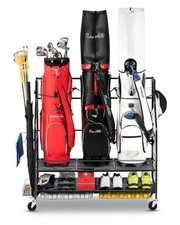 Golf Bag Storage Garage Organizer- Golf Bag Stand Black - 3 Golf Bag Organizer