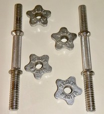 (2) WEIDER 14" x 1” Barbell Handle Bars w/ Screw Spin Collars ~ Good Condition