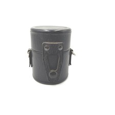 Vintage Black Faux Leather Padded Camera Lens Case Cylindrical Snap Closure