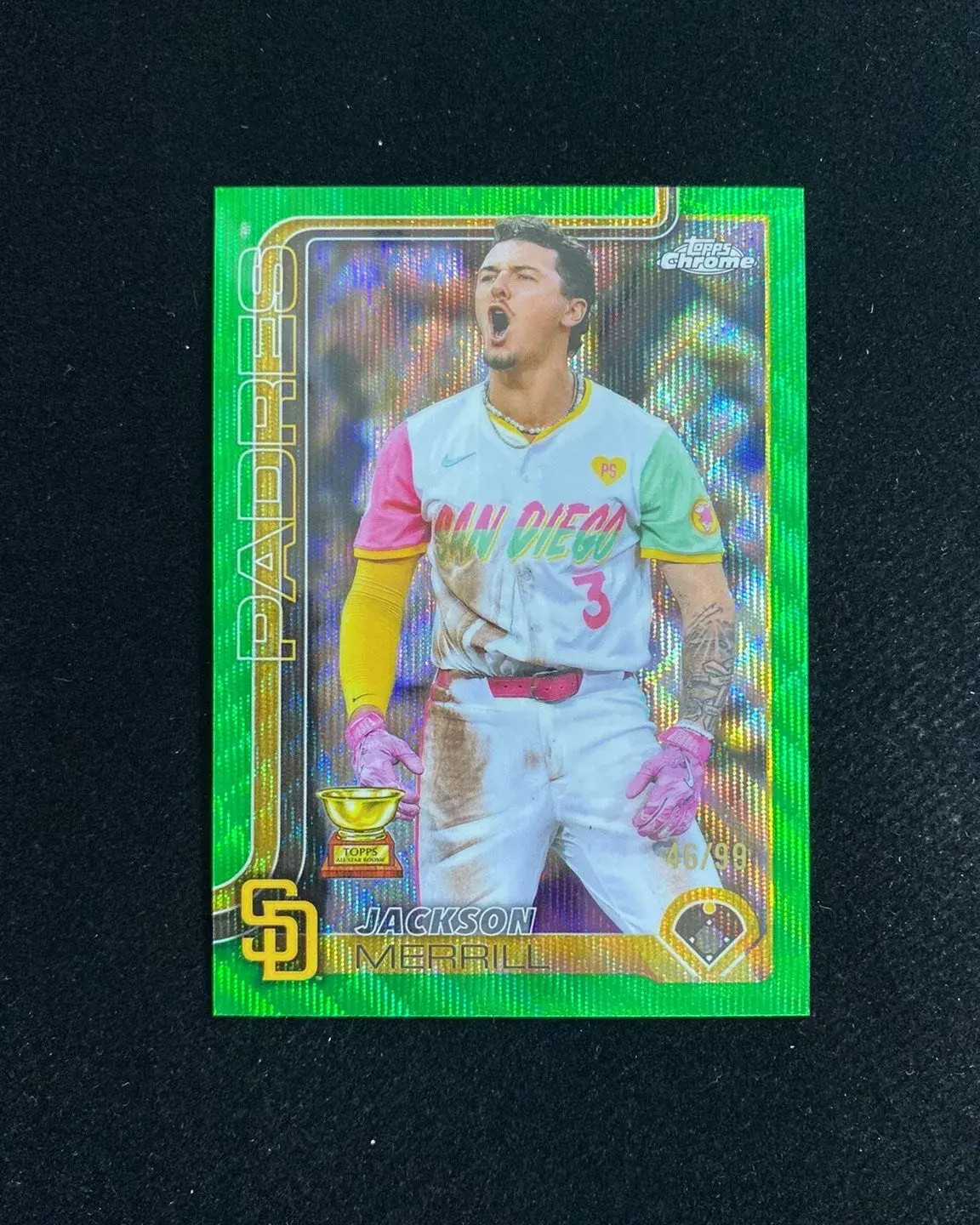 2025 Topps Chrome Green Wave #61 Jackson Merrill 46/99 Padres DN43