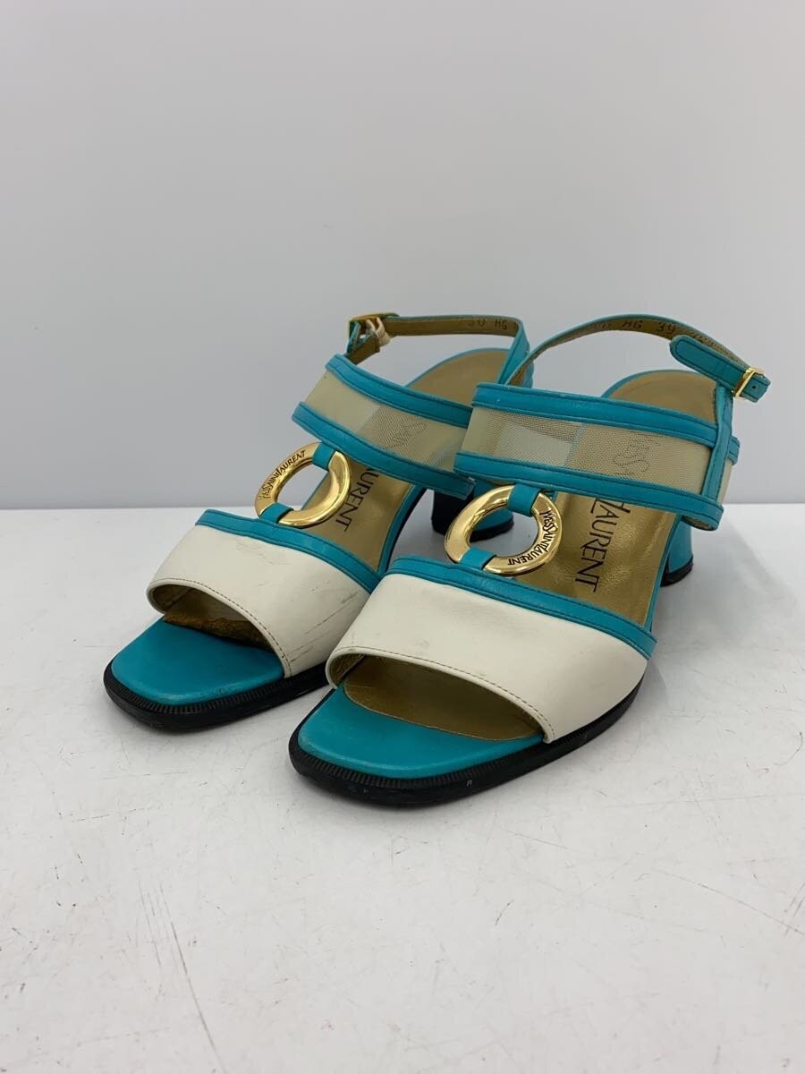 Sandali con tacco Yves Saint Laurent 35 5 blu graffiati