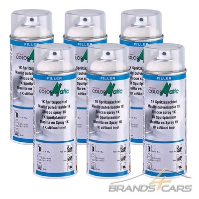 6x 400ml COLORMATIC 1K SPRITZSPACHTEL SPRÜHSPACHTEL FÜLLER FILLER GRAU 856570
