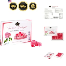 Turkish Delight Rose Flavor Soft Candy  No Nuts Gourmet Snack 40 Pcs