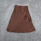 Quince Skirt Womens M Brown A-Line Midi Satin Lightweight Zip Formal NWT