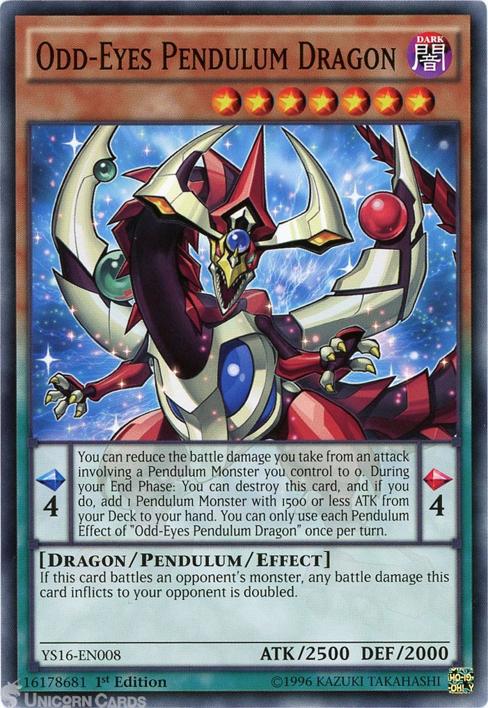 YS16-EN008 Odd-Eyes Pendulum Dragon 1st Edition Mint YuGiOh Card