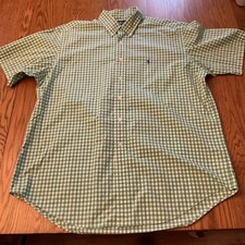 Polo Ralph Lauren Button Down Shirt Short Sleeve Green White Plaid Men  s Size XL