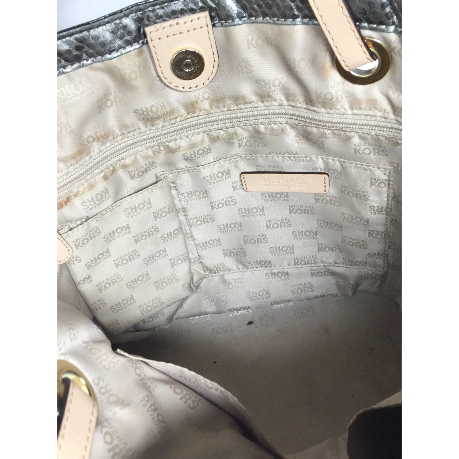 Michael Kors Jet Set Gray Leather Python Embossed… - image 7