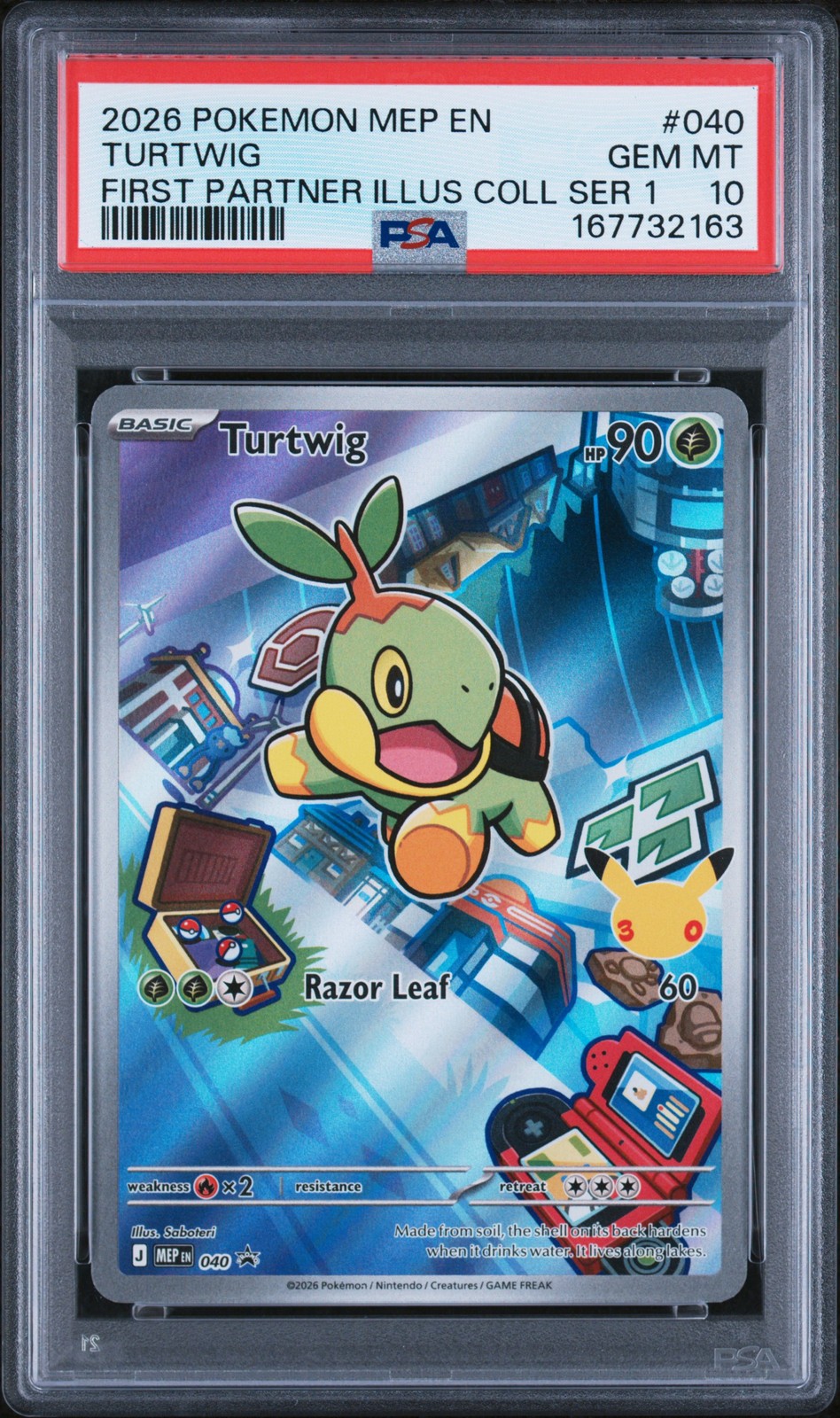 2026 POKEMON MEP FIRST PARTNER ILLUSTRATION COLLECTION #040 TURTWIG PSA 10