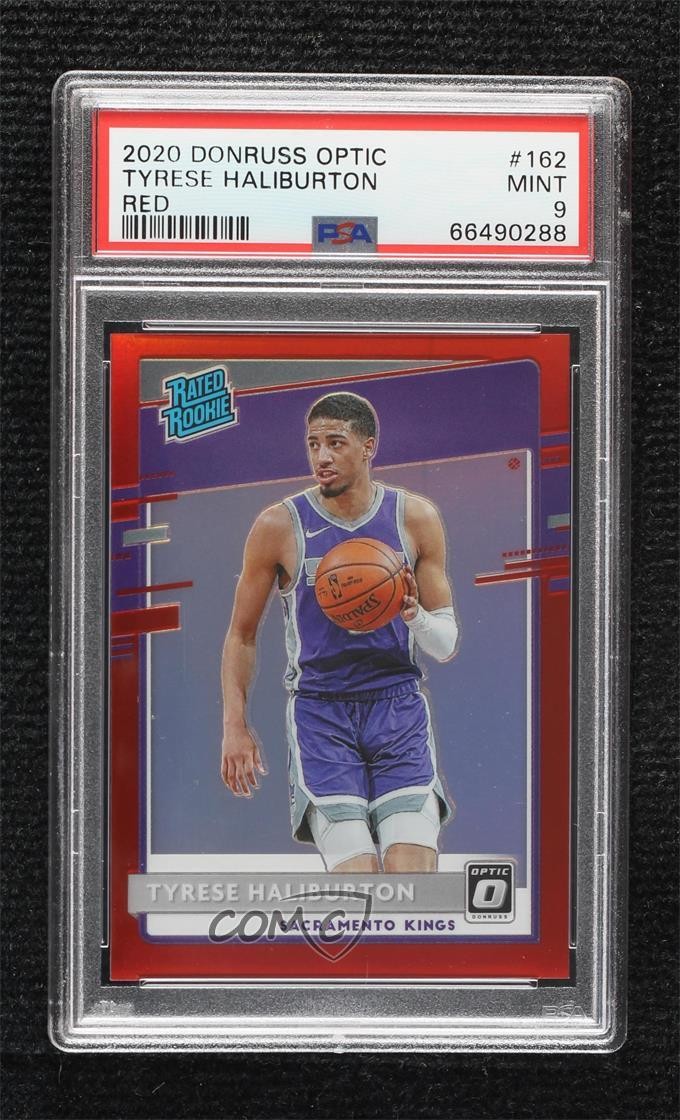 2020-21 Donruss Optic Rated Rookie Red Prizm 88/99 Tyrese Haliburton PSA 9 18gu