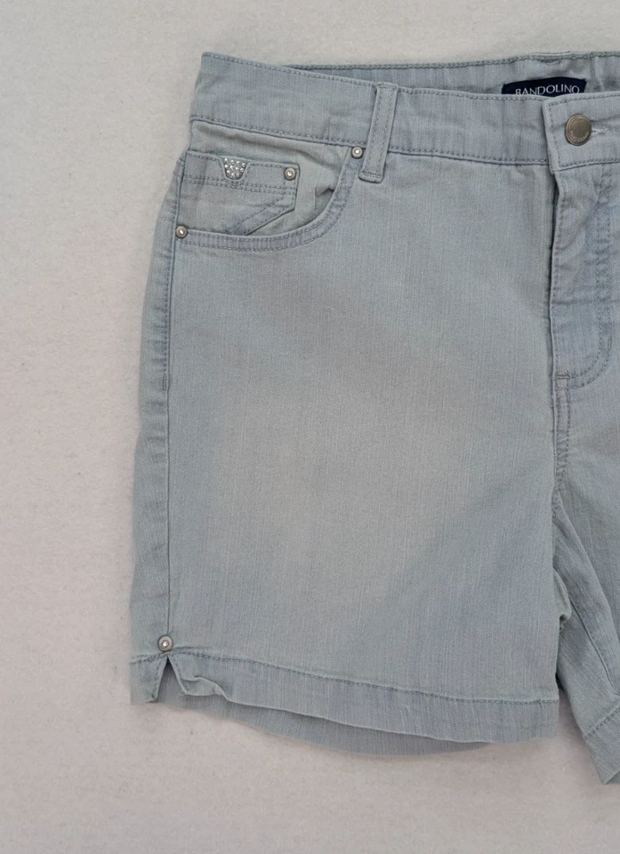 Pantalones Cortos de Jean Bandolino Para Mujer Talla 14P Denim Azul Tachonado Elástico Mandie Foto 4 de 4