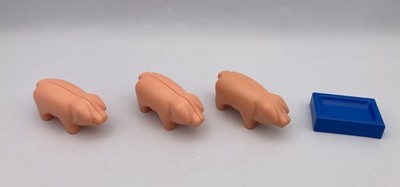 Playmobil Junior Character Figure Farm Animal PINK PIGs & TROUGH Piglet Feed Bin