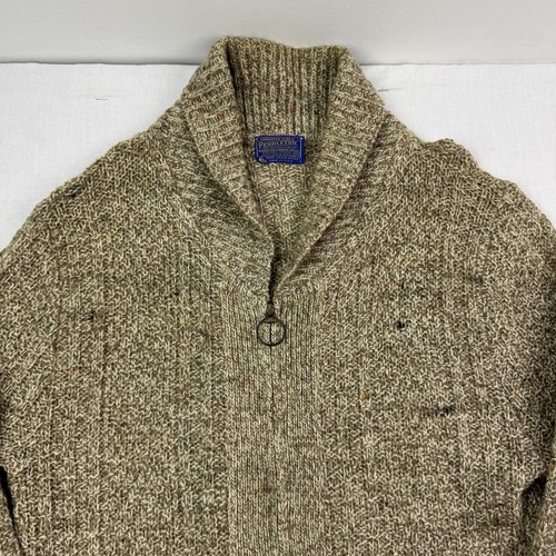 Suéter Vintage Pendleton Cremallera Completa Adulto Medio Bronceado Chal Cuello 100% Lana EE. UU. - Imagen 2 de 13