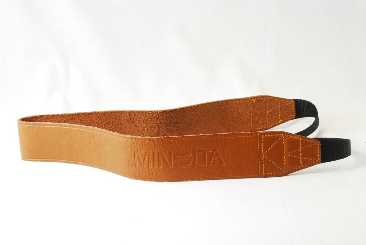 Minolta Camera Strap Genuine Leather Camel Brown Embossed Letter Neck Shoulder