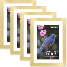 FIXSMITH 5x7 Picture Frame Bulk-4 Pack, Gold Frames 5" 7", Gold 4